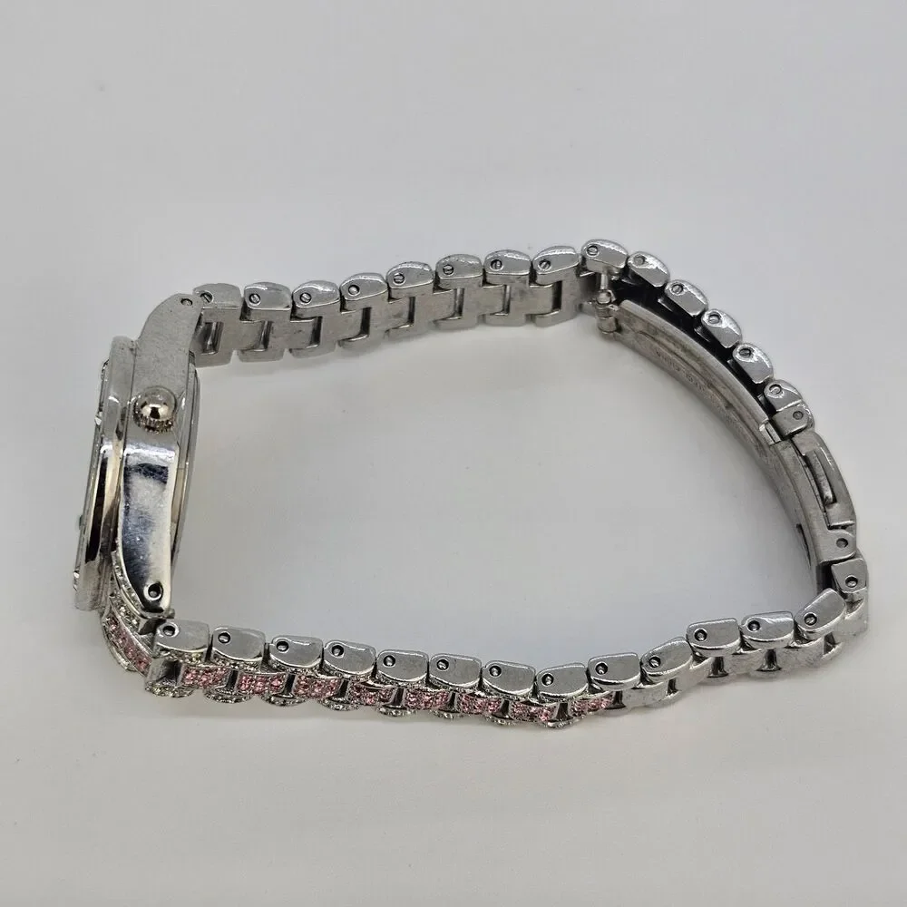 25MM Women's Watch Pink Crystal Dial Pink Gray Bracelet Band‎ 6.5